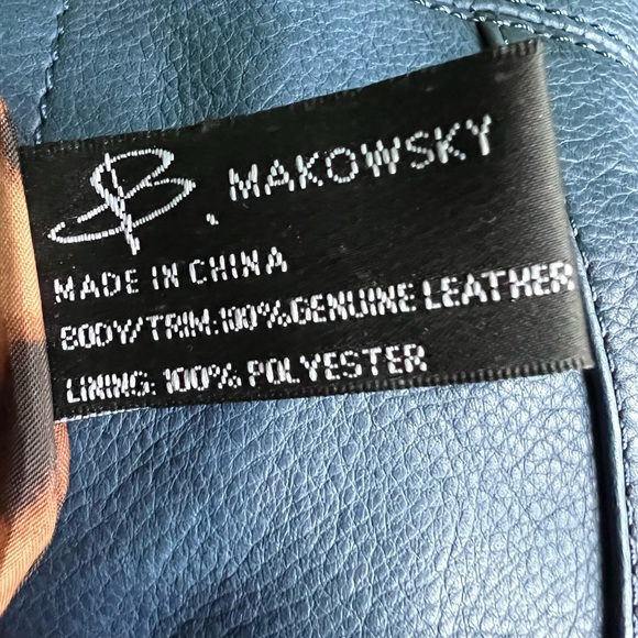 B. Makowsky Cobalt Blue Leather Hobo Handbag - Picture 7 of 7